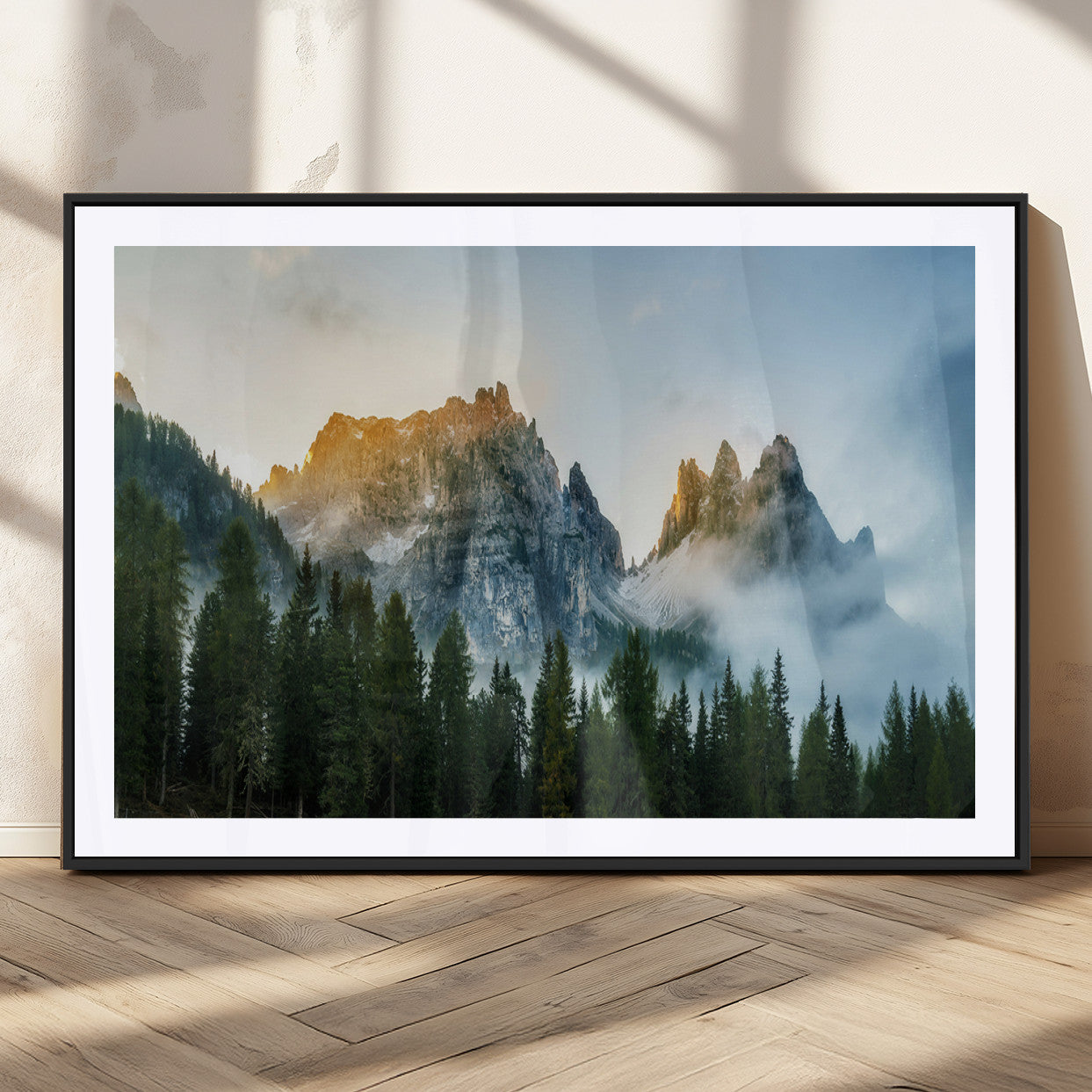 21145440-MGC-FP-36x24_Black-Wilderness Wall Art Canvas Print – Misty Forest Nature Landscape Photography Rustic Scenic Artwork for Home, Office