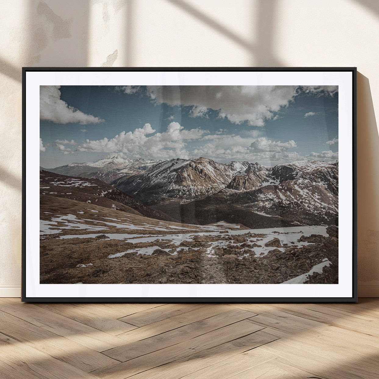 44565953-MGC-FP-36x24_Black-Mountain Landscape Wall Art Canvas Print – Framed Snowy Peaks Rugged Highlands Nature Scene Artwork for Home Office