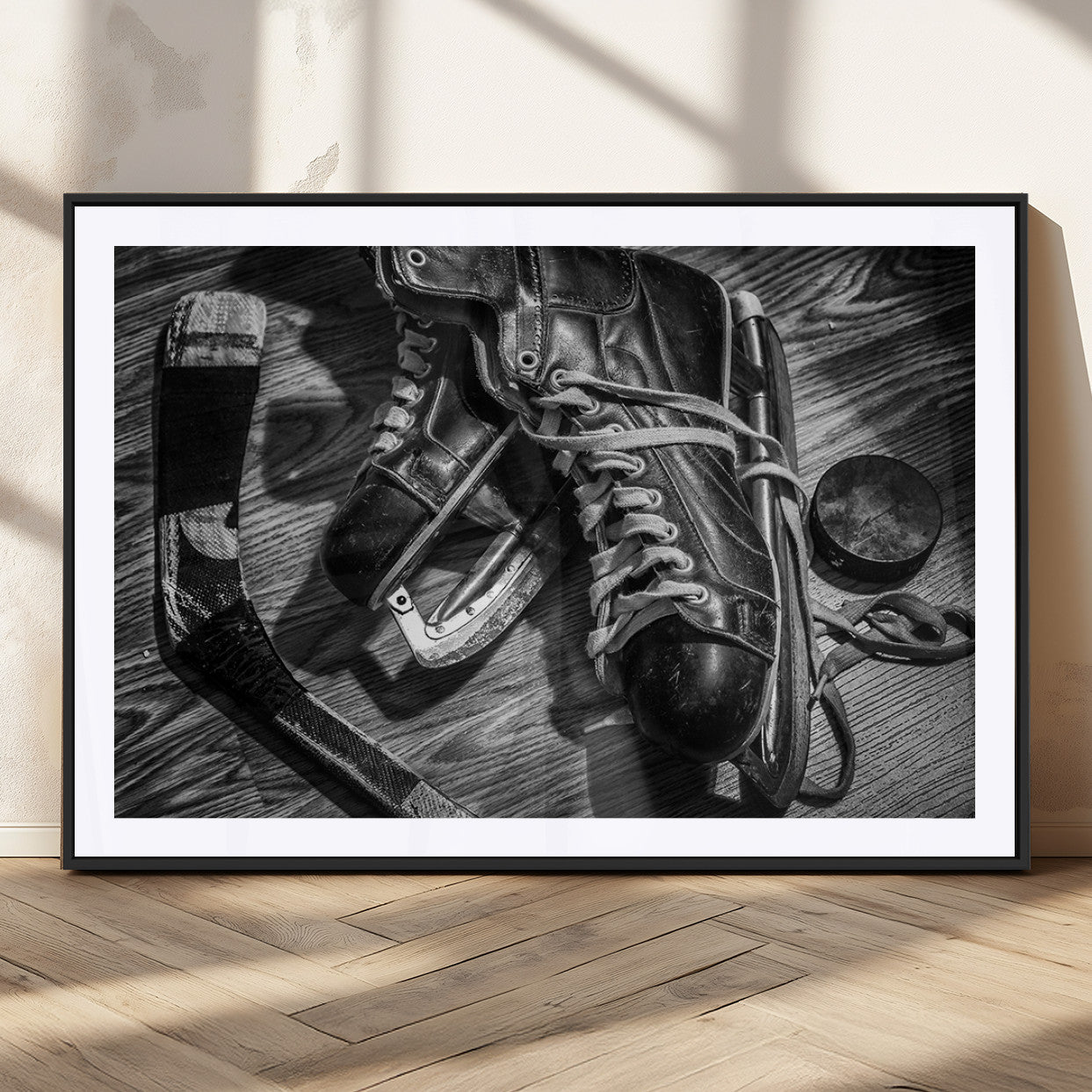 20553-MGV-CV-36X24-Old Pair of Mens Skates Wall Art Canvas, Men Skates Wall Art Print