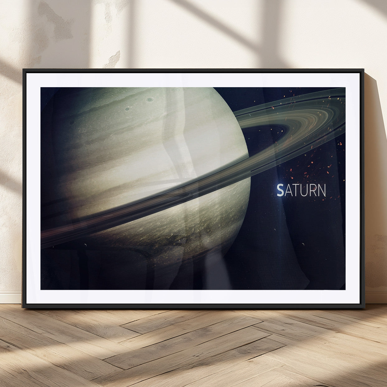 53060-MGC-FP-36x24_Black-Framed Saturn Wall Art Canvas Print