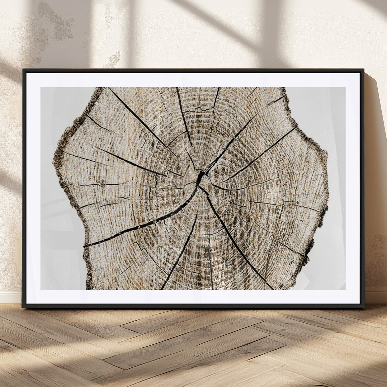 12450-MGV-CV-36X24-Abstract Wood Tree Ring Wall Art - Ready to Hang Minimalist Wooden Design for Rustic & Contemporary