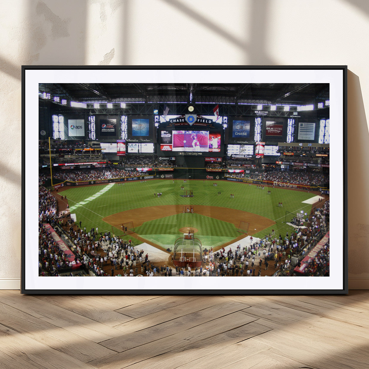 91630-MGC-FP-36x24_Black-Arizona Diamondbacks Baseball Team Print - Phoenix Chase Field Baseball Stadium Wall Art Canvas