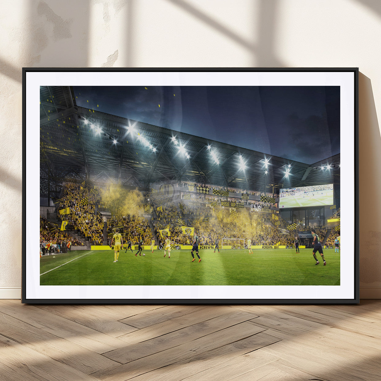 65820-MGC-FP-36x24_Black-Columbus Crew Stadium Match Triple Canvas Wall Art - Dynamic MLS Game Scene Canvas Wall Art
