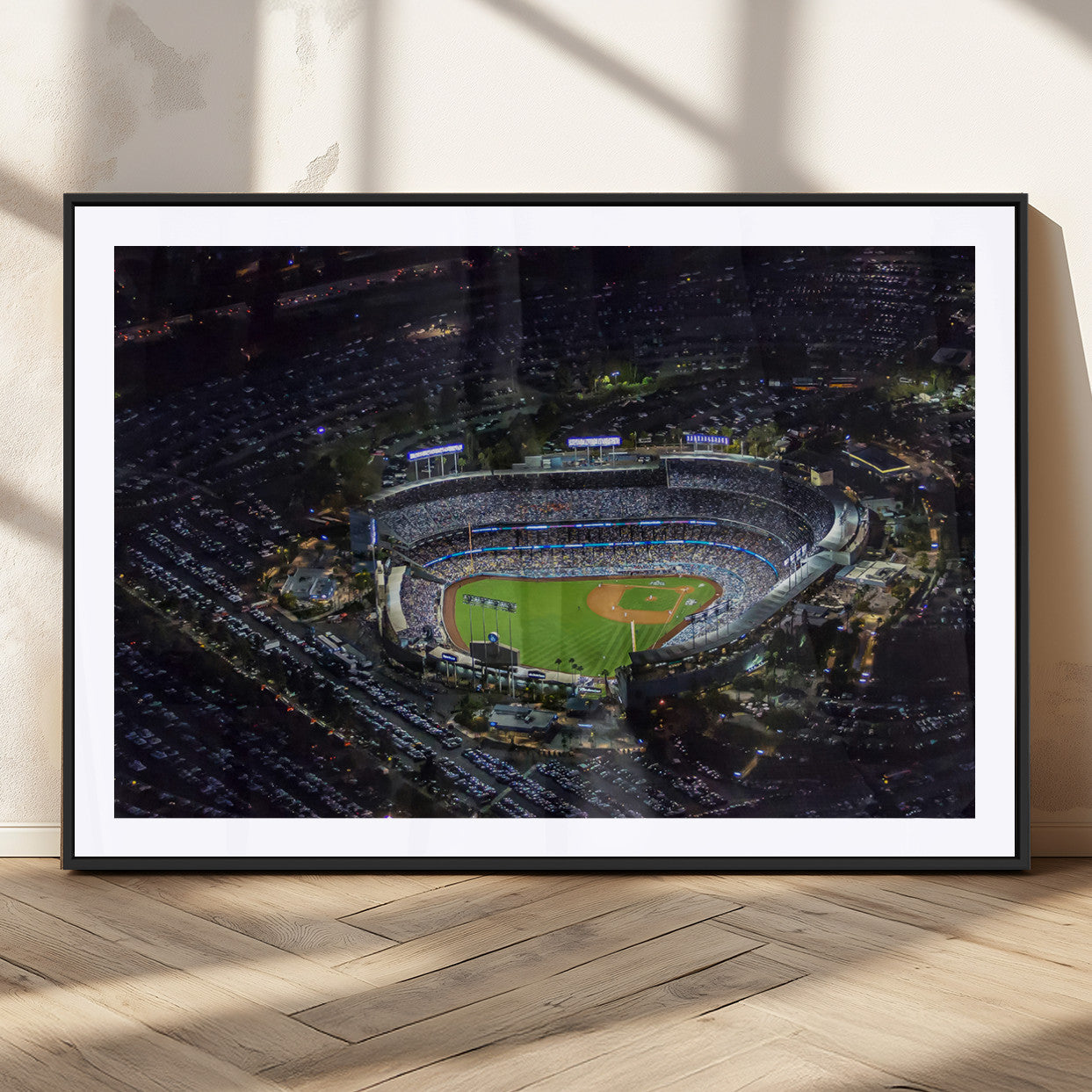 20932-MGC-FP-36x24_Black-Los Angeles Dodgers Dodger Stadium Wall Art Canvas Print - MLB Baseball Stadium