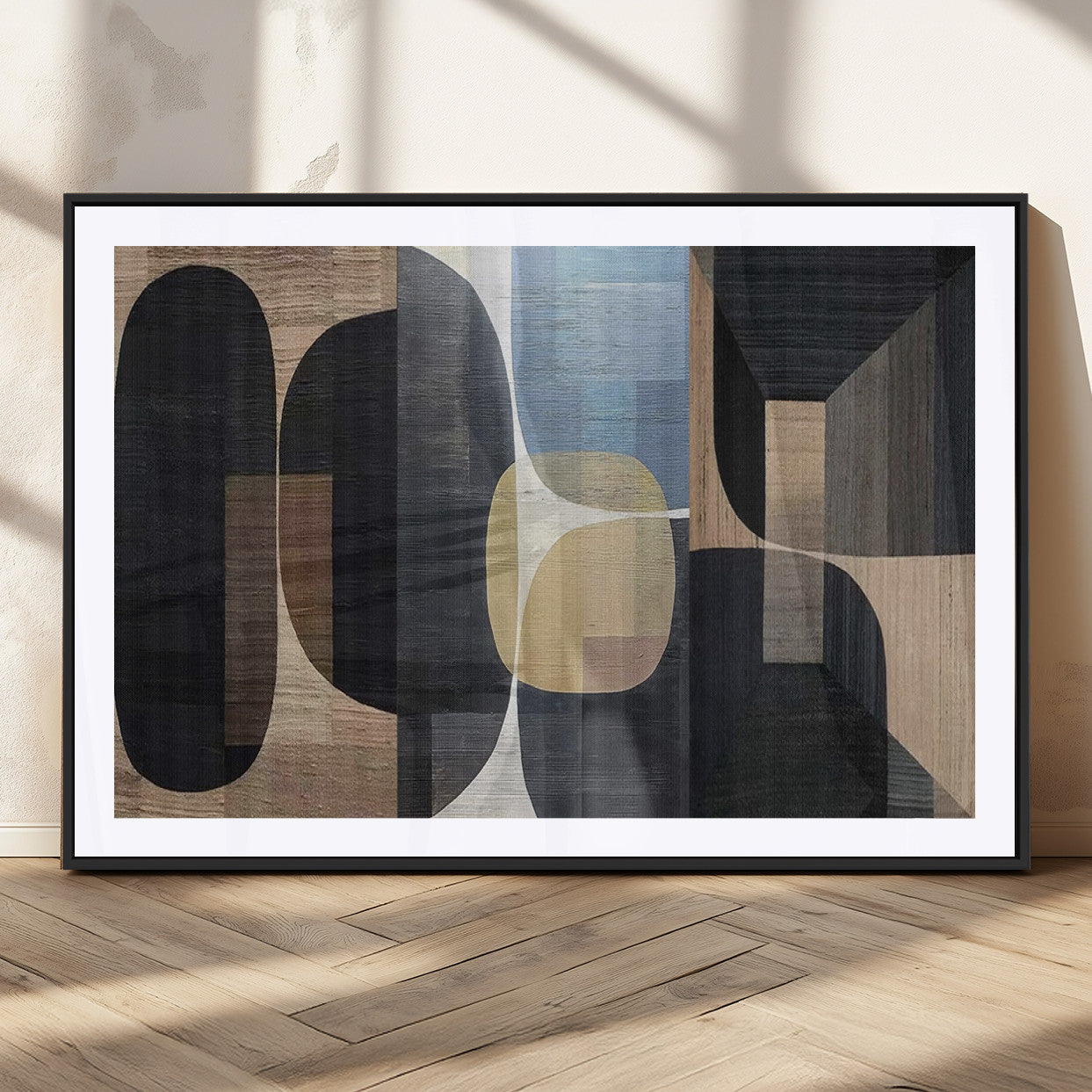 75252-MGC-FP-36x24_Black-Minimalist Wabi Sabi Abstract Geometric Wall Art Canvas Print – Modern Minimalist Shapes – Ready to