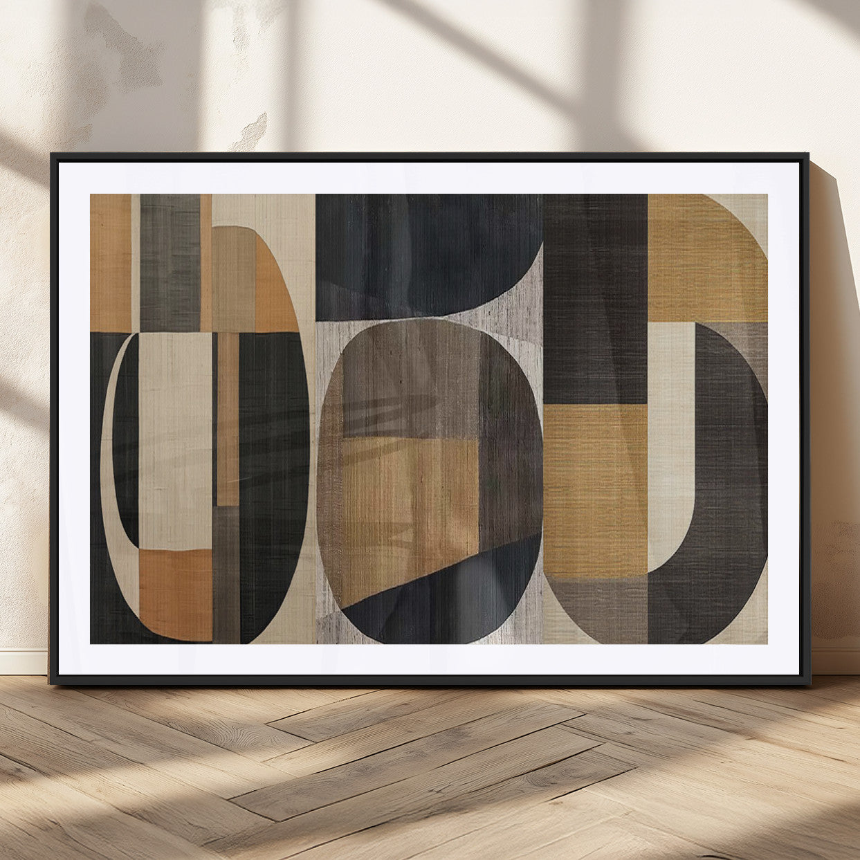 84035-MGC-FP-36x24_Black-Modern Brown Wabi Sabi Wall Art Canvas Print Set – Framed Minimalist Abstract Artwork for Home, Office Decor