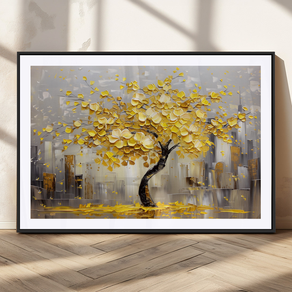 45538-MGC-FP-36x24_Black-Golden Tree Canvas Print | Abstract Wall Art for Modern Homes | Ready to Hang Framed Artwork
