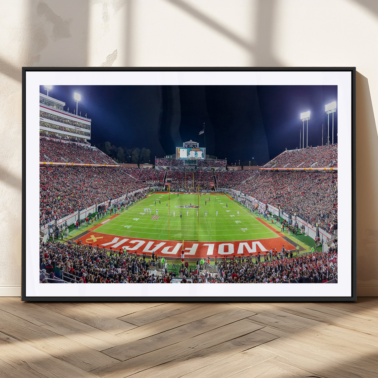 80943-MGC-FP-36x24_Black-Wolfpack Football Team Print - Raleigh Carter-Finley Stadium Wall Art Canvas Print