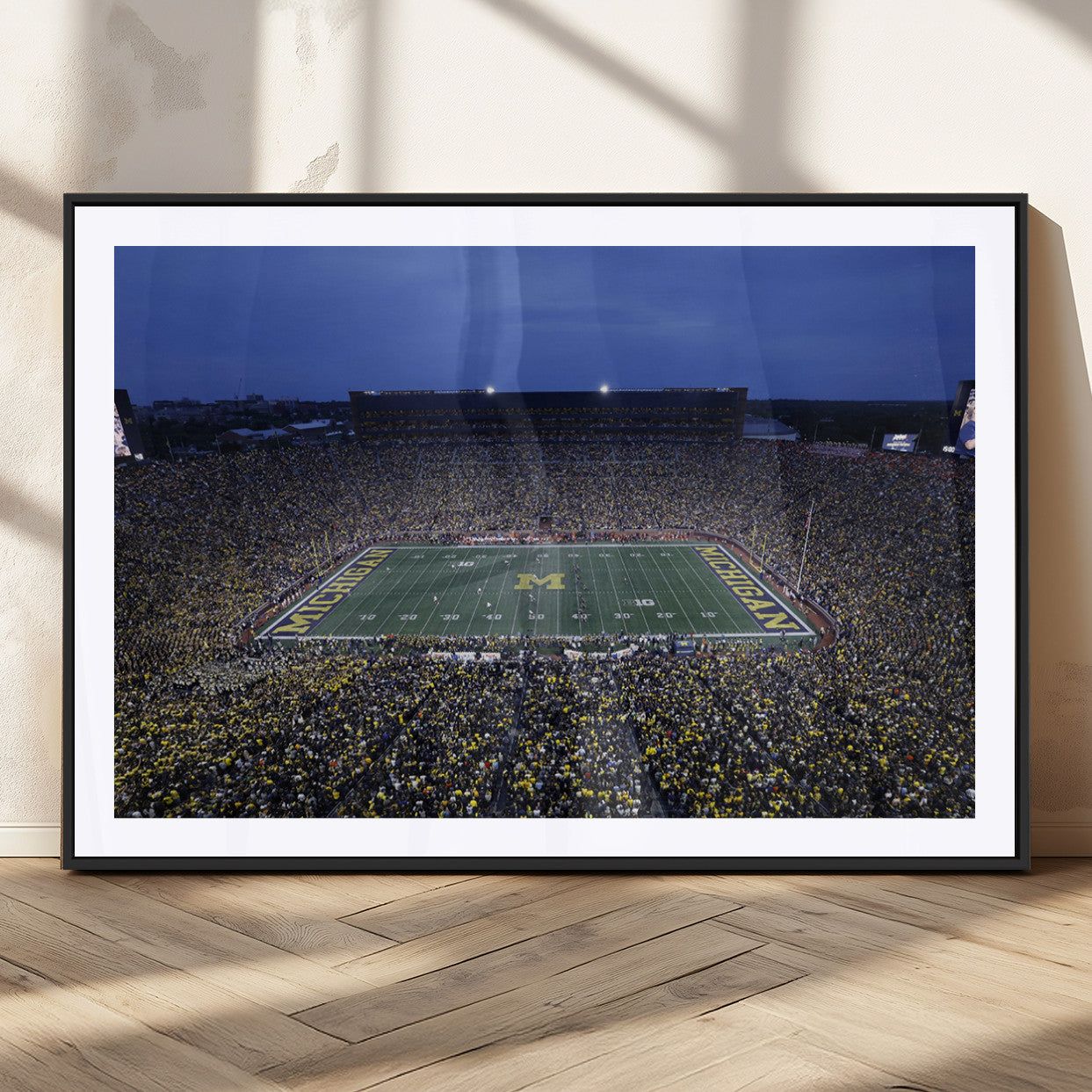 34202-MGC-FP-36x24_Black-University of Michigan Wolverines Football Team Print - Ann Arbor Michigan Stadium Wall Art Canvas