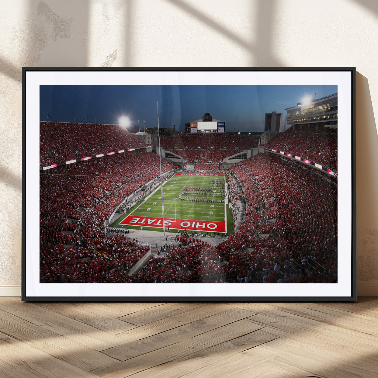 98743-MGC-FP-36x24_Black-Ohio State University Buckeyes Football Team Print - Columbus Ohio Stadium Wall Art Canvas Print