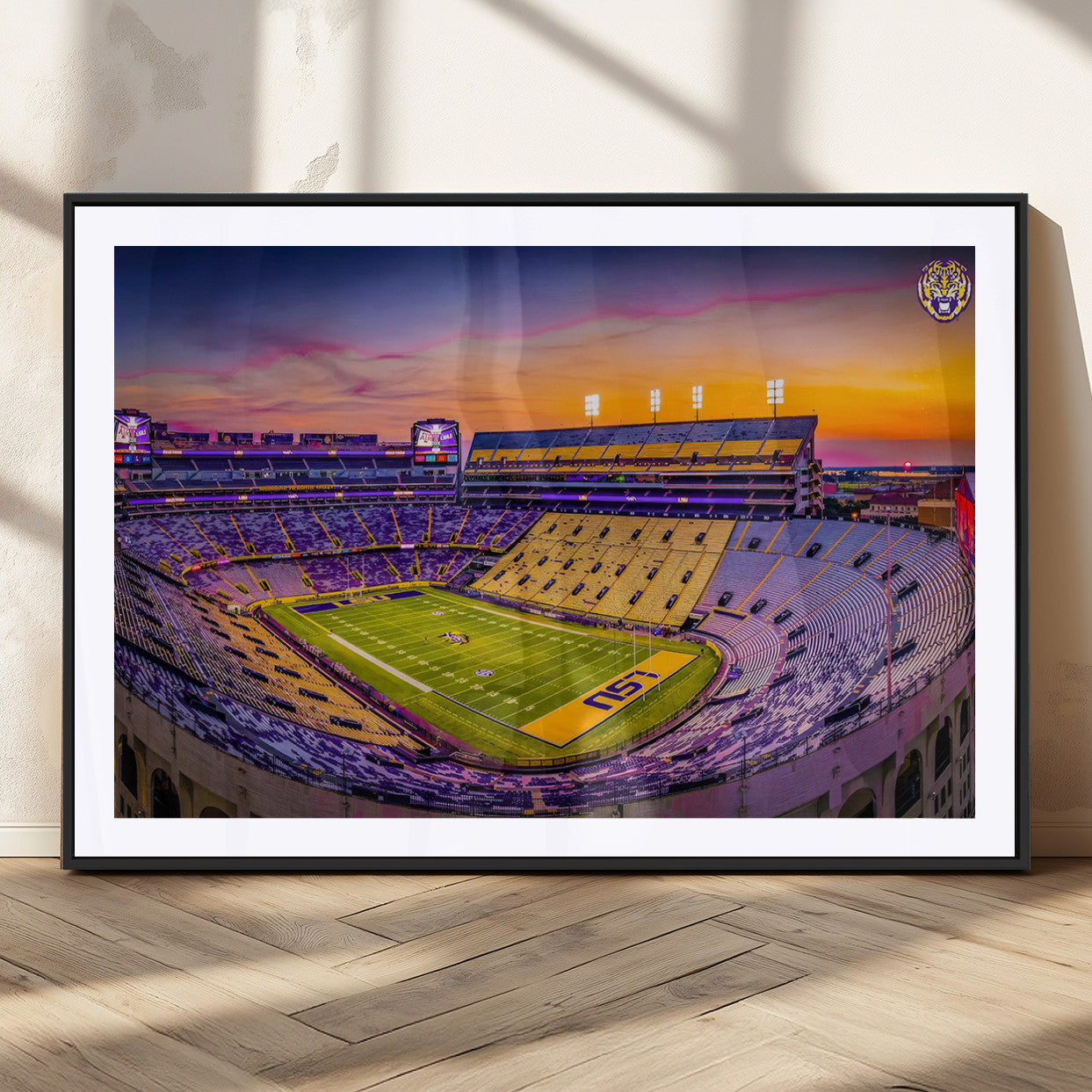 93538-MGC-FP-36x24_Black-The Louisiana State University Tigers Football Team Print - Baton Rouge Tiger Stadium Wall Art