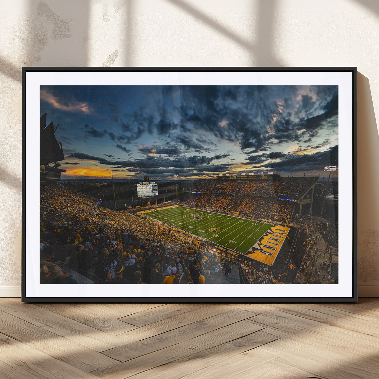 61020-MGC-FP-36x24_Black-University of Wyoming Cowboys Football Team Print - Laramie War Memorial Stadium Wall Art Canvas