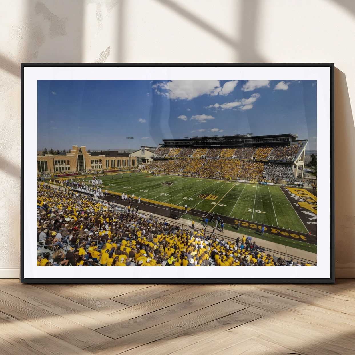 75112-MGC-FP-36x24_Black-University of Wyoming Cowboys Football Team Print - Laramie Jonah Field War Memorial Stadium Wall
