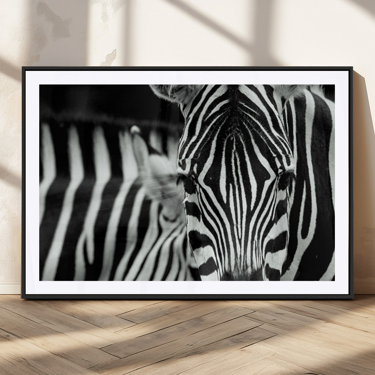 MGC-FP-36x24 - Zebra Wall Art – Close Up Black and White Animal Print, Bold Safari Decor for Living Room, Office, or Bedroom