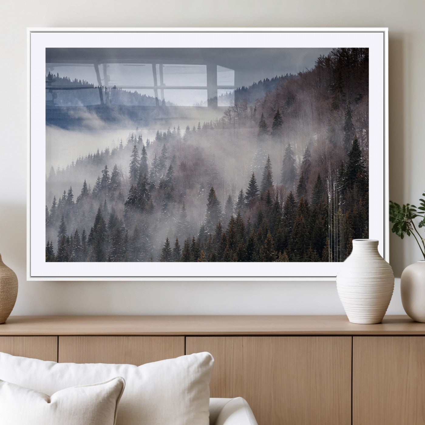 18459-MGV-CV-36X24-Beautiful Rising Fog in Winter Mountain Landscape- Framed Rising Fog in Winter Mountain Canvas