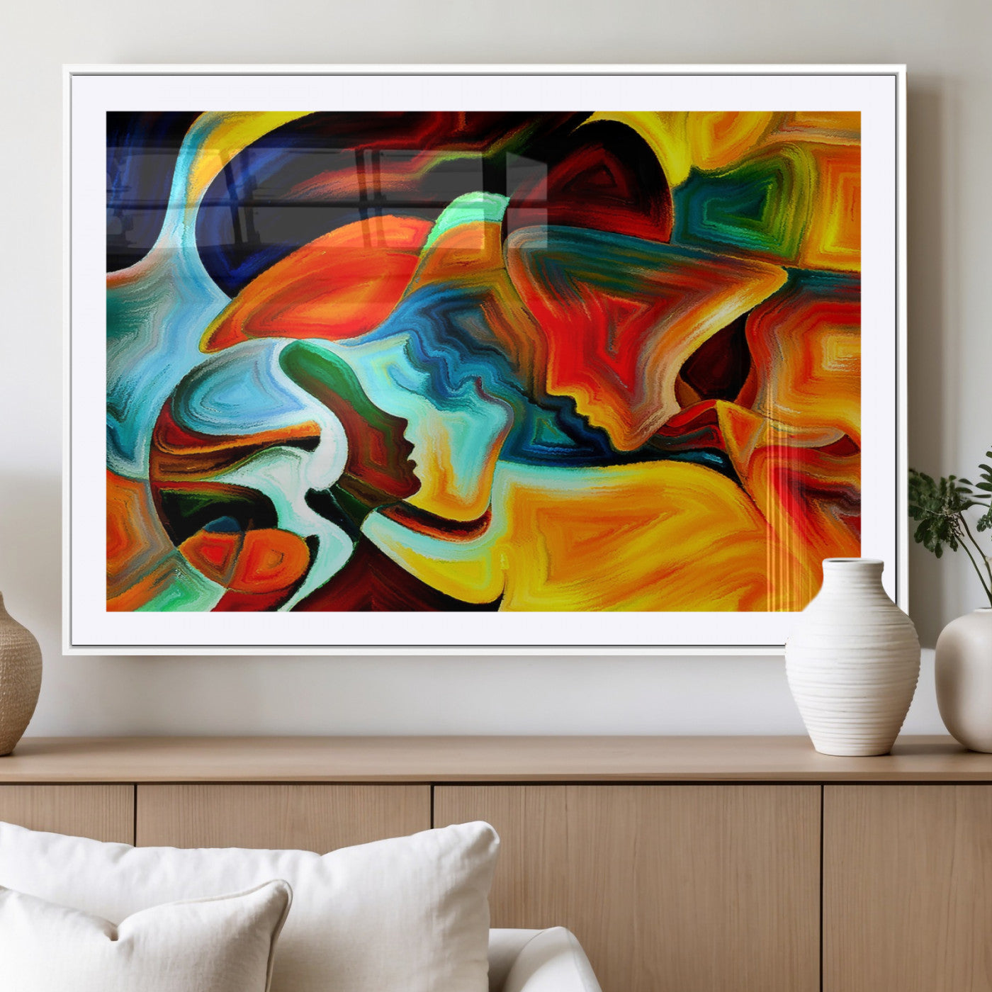70242-MGV-CV-36X24-Human Love Figures Abstract Wall Art Canvas Print
