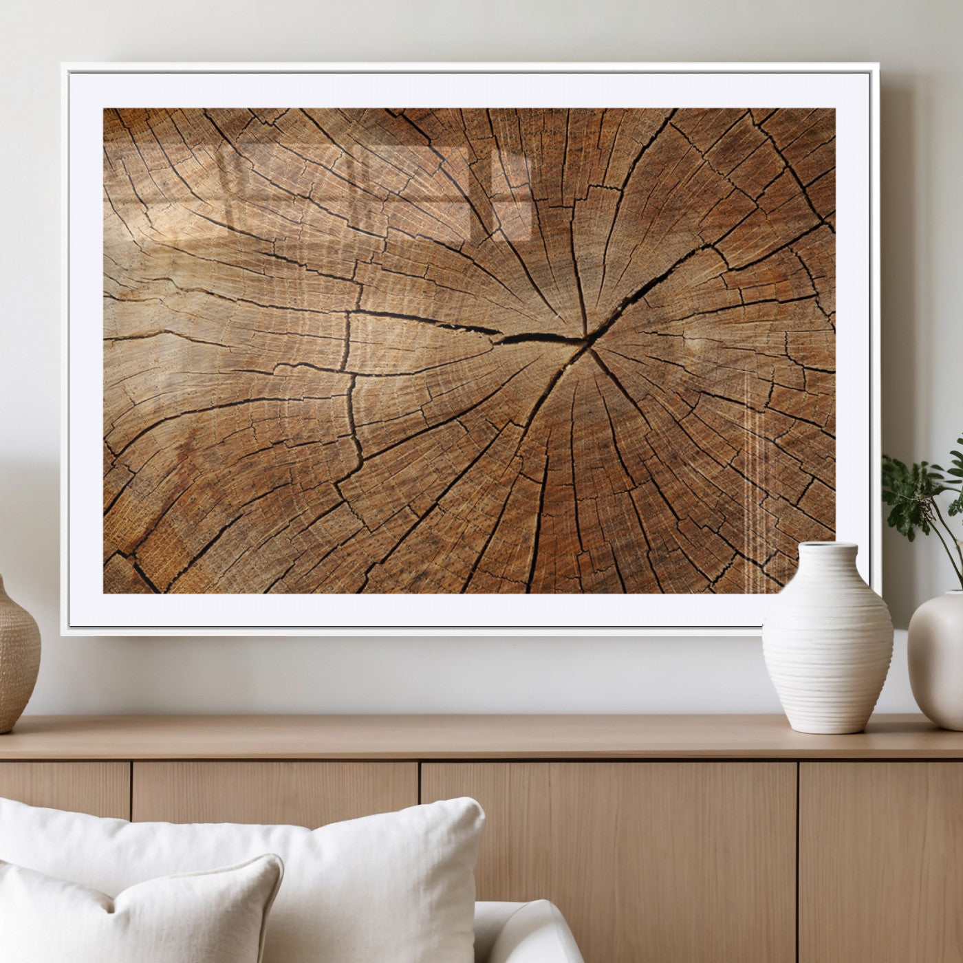 61710-MGV-CV-36X24 - Tree Ring Canvas Art, Rustic Wood Grain Wall Art, Tree Slice Decor for Modern Homes, Giclee