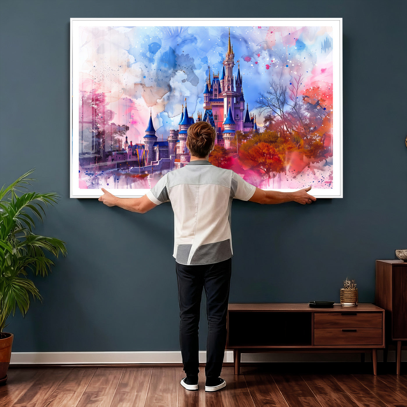 58662-MGV-CV-36X24 - Disney Wall Art: Dreamy Watercolor Cinderella Castle Canvas Print