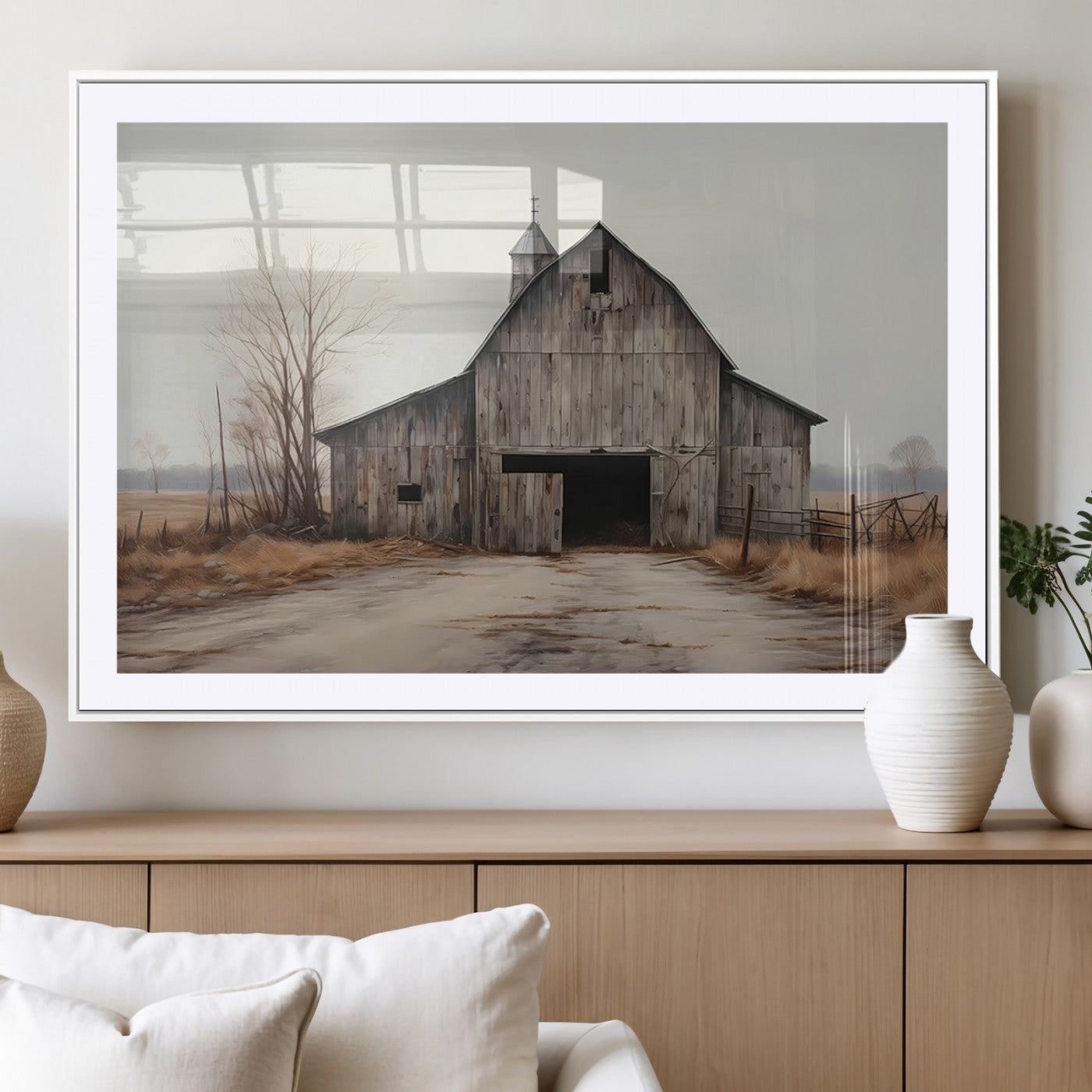 11602-MGV-CV-36X24 - Farmhouse Rustic Barn Wall Art Canvas Print – Framed and Ready to Hang – Perfect Addition to