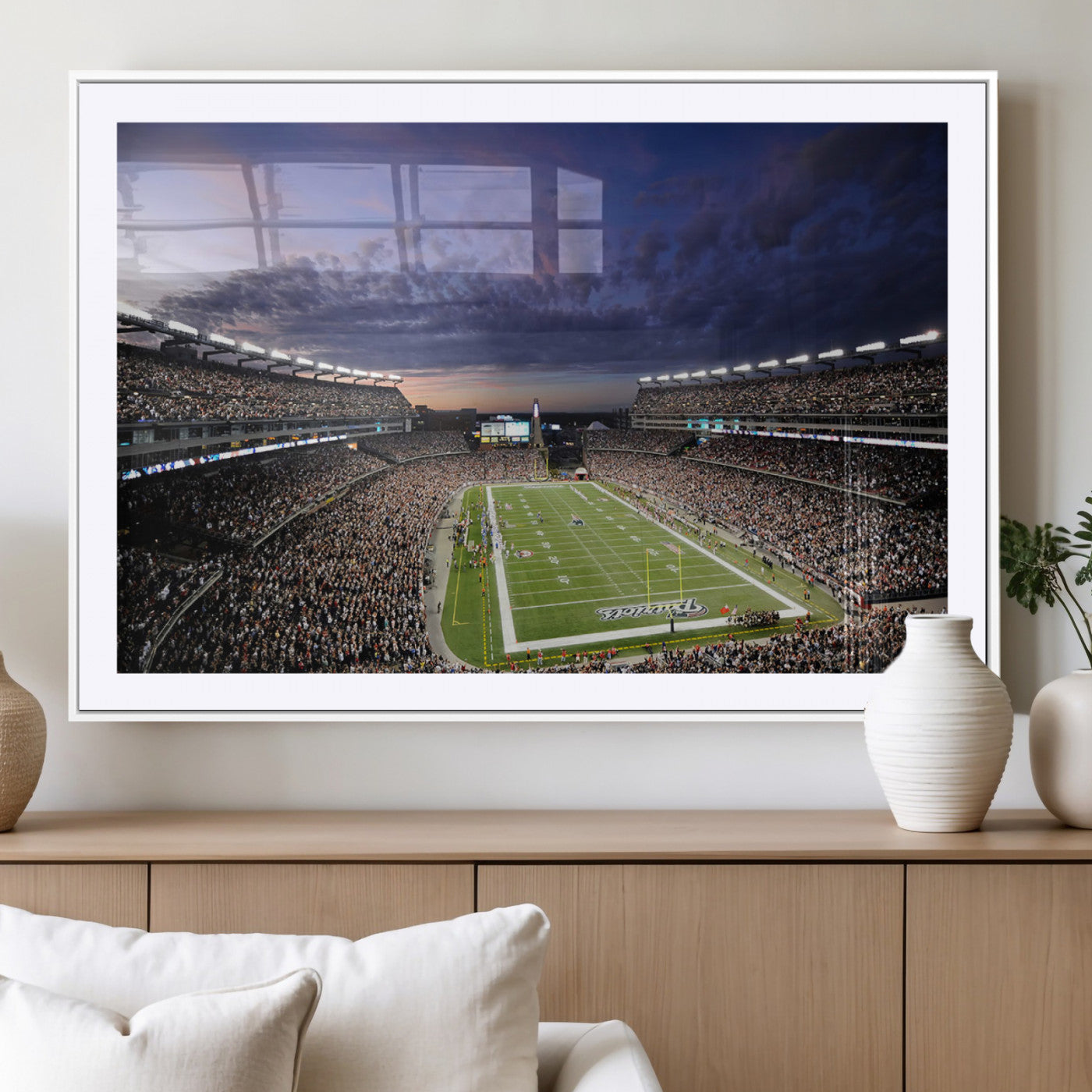 -New England Patriots Football Team Print - Foxborough Gillette Stadium Wall Art Canvas Print