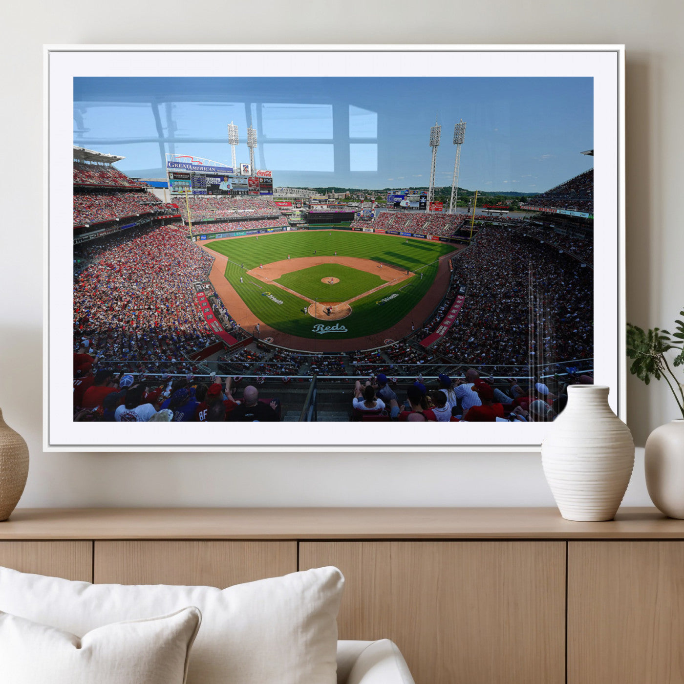 90998-MGV-CV-36X24-Cincinnati Reds Baseball Canvas Print - Great American Ball Park Stadium Wall Art Canvas Print