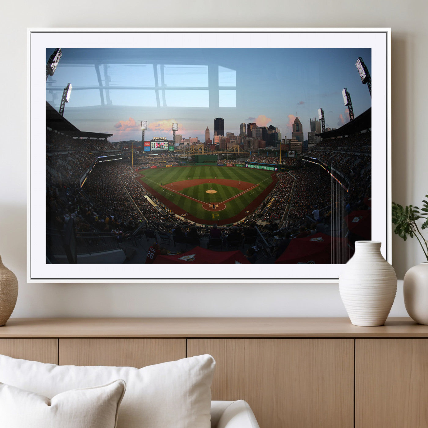 -PNC Park Evening Game Triple Canvas Wall Art - Pittsburgh Pirates MLB Match - PNC Park Stadium Wall