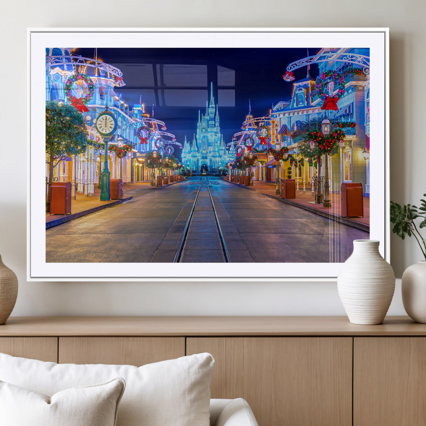 12470-MGV-CV-36X24-Disney Castle Wall Art – Large Magic Kingdom Canvas Artwork, Fairytale Design, Kids Room Christmas Decor for Home, Office