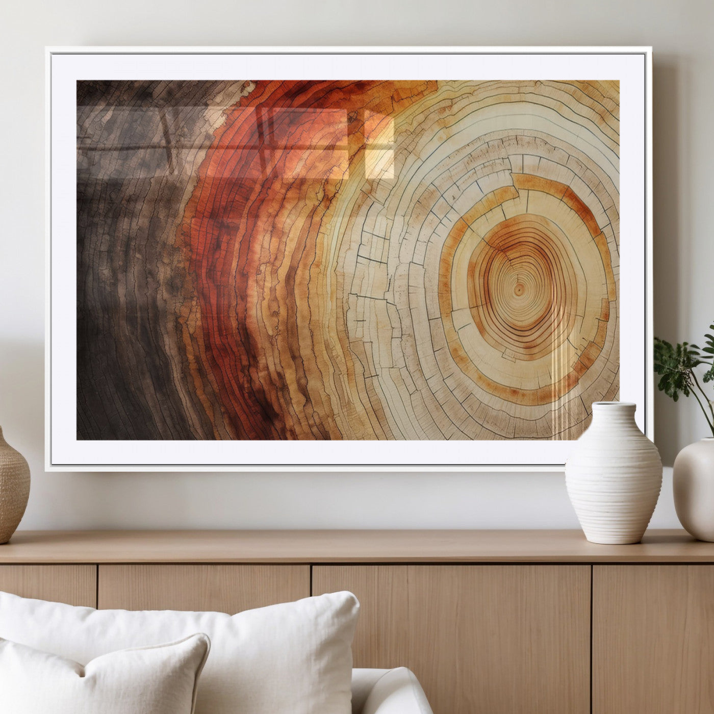 57529-MGV-CV-36X24-Tree Ring Print on Canvas Wall Art, Tree Stump Print, Wood Wall Art Living Room, Abstract Natural