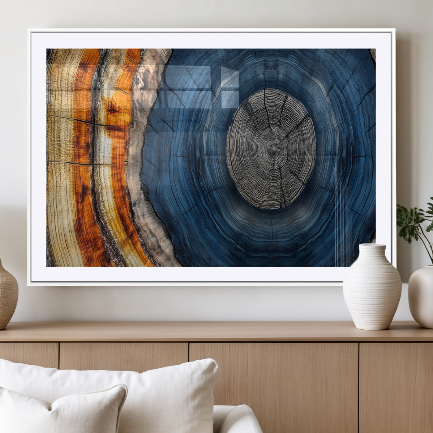 79754215-MGV-CV-36X24-Abstract Tree Rings Wall Art Canvas Print - Wood Grain Rings Artwork Print - Nature Woodland Modern