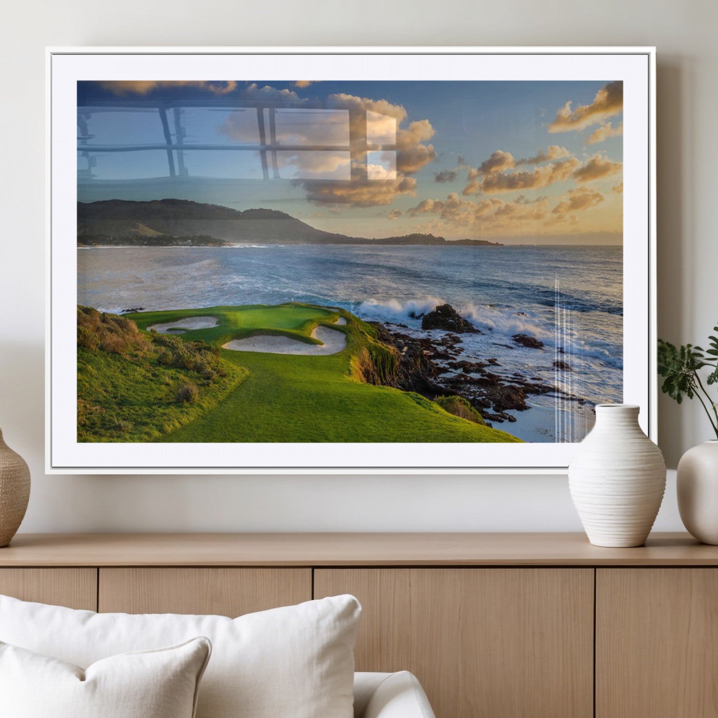 50107048-MGV-CV-36X24-Pebble Beach Golf Links Wall Art Canvas Print – Iconic Coastal Golf Course Artwork for Home, Office, Living Room