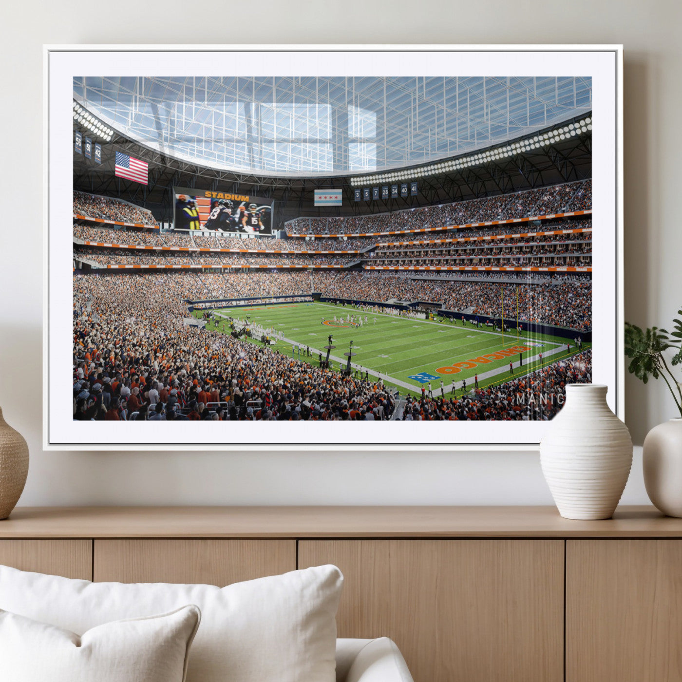 -Chicago Bears Soldiers Field Wall Art Canvas Print – Framed Football Stadium Artwork for Home, Office, Living Room