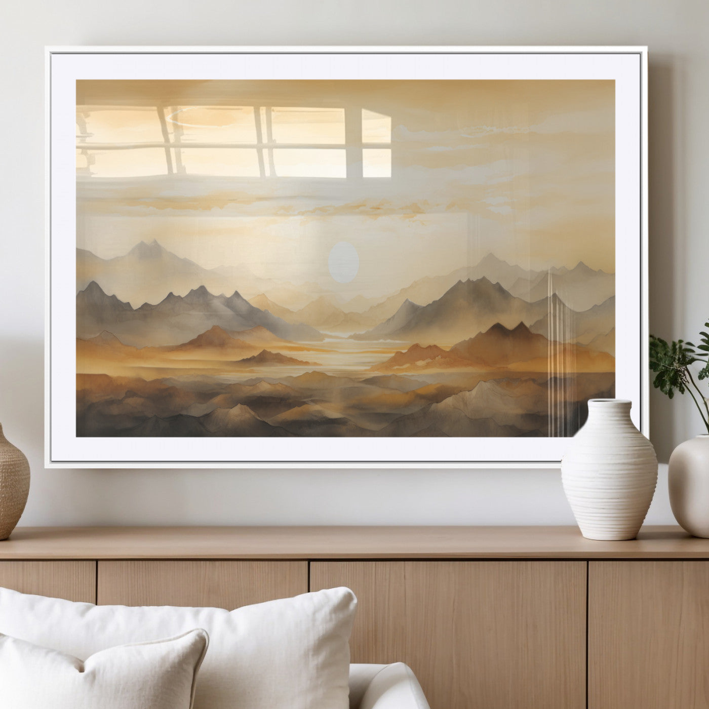 Nihat1-29-MGV-CV-36X24-Sepia Color Abstract Mountain Wall Art Canvas Print