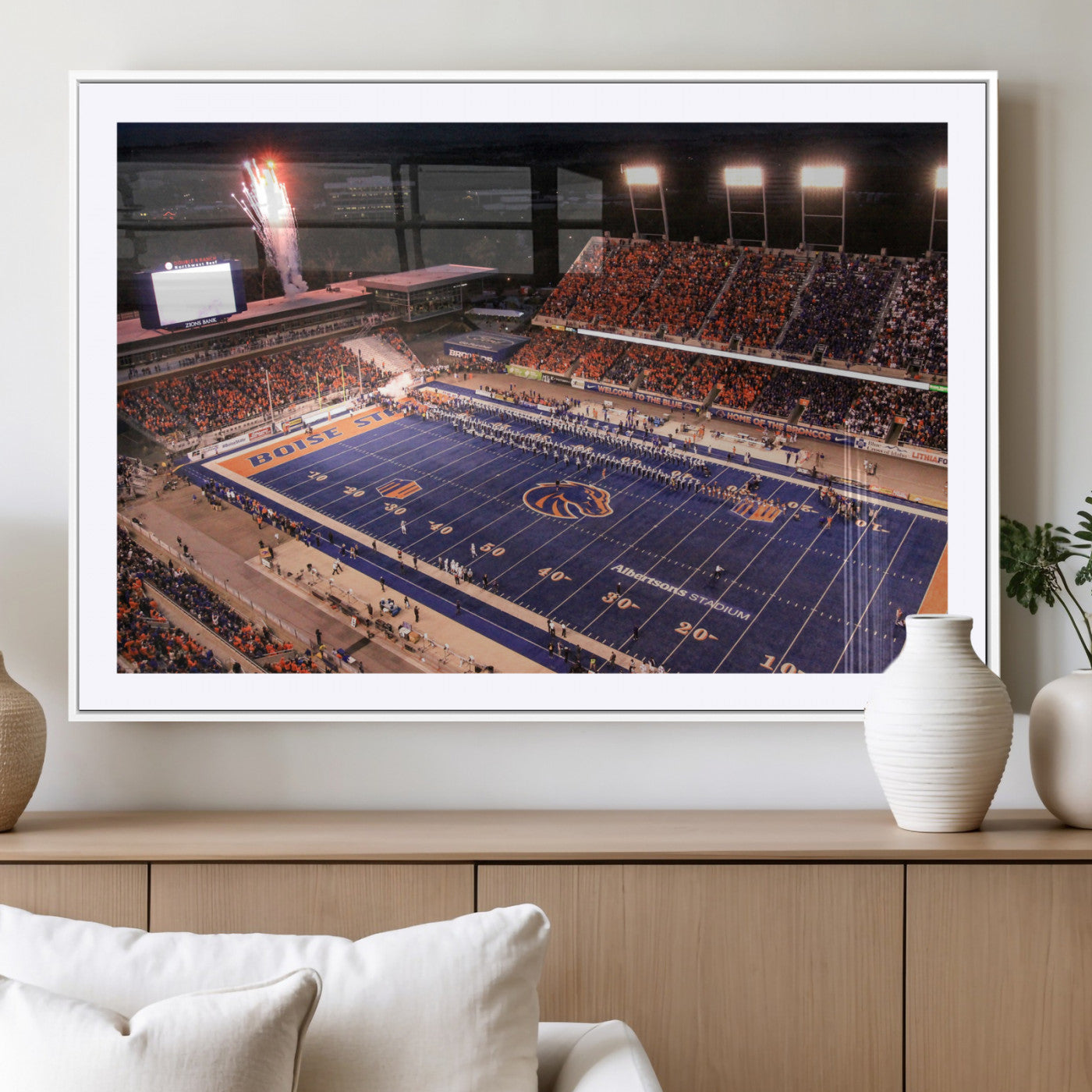 BS1001S-MGC-FP-36x24 - Boise State Broncos Albertsons Stadium Wall Art Canvas Print