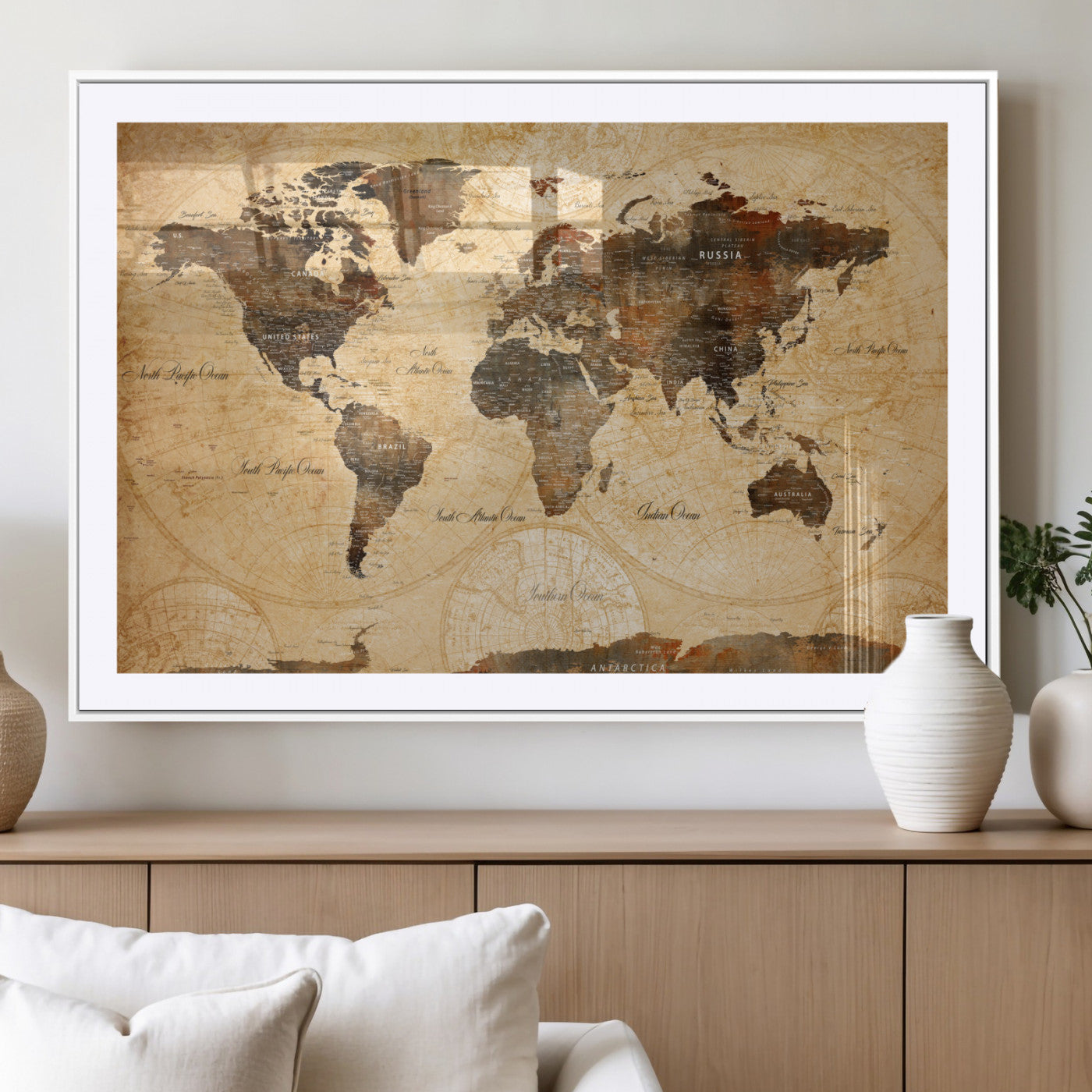14542905-MGC-FP-36x24 - Push Pin World Map Canvas Print – Travel Tracker Wall Art for Couples, Perfect Anniversary Gift for Home or Office Decor