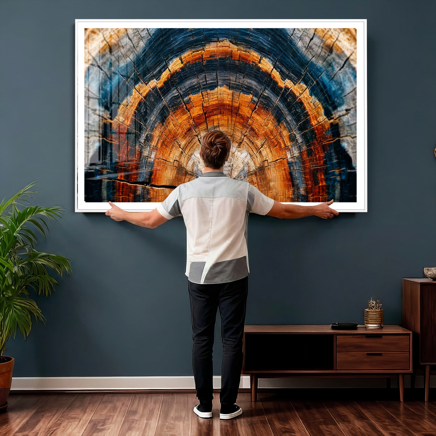 92693966N-MGV-CV-36X24 - Abstract Wood Grain Canvas Print, Tree Ring Pattern Wall Art, Framed Canvas Ready to Hang