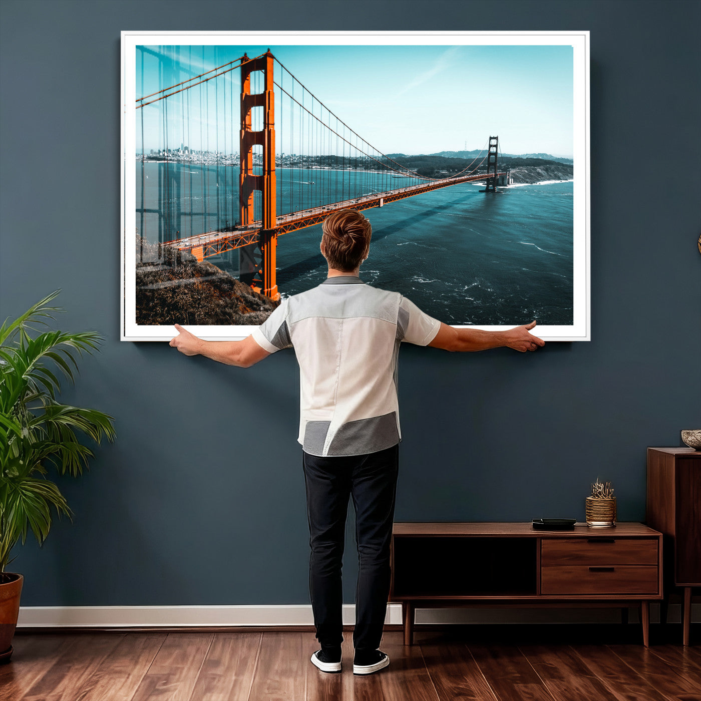 73996404-MGV-CV-36X24 - Golden Gate Bridge Wall Art Canvas Print – San Francisco Landmark Photography Artwork Print for Living Room, Office, and Modern Decor