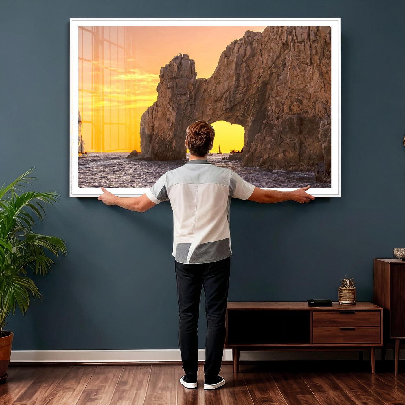 66414515-MGV-CV-36X24 - El Arco Cabo San Lucas Ocean Arch Wall Art Canvas Print, Baja California Rock Arch Seascape Canvas Print, Mexico Coastal Landmark Scenic Art Printing