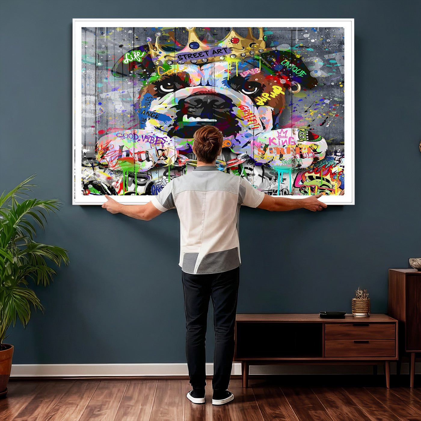 45209731-MGV-CV-36X24 - Dog Wall Decor for Teen Bedroom Decor - Graffiti Animal Canvas Wall Art for Teen Room Decor - Abstract Wall Painting Ready to Hang