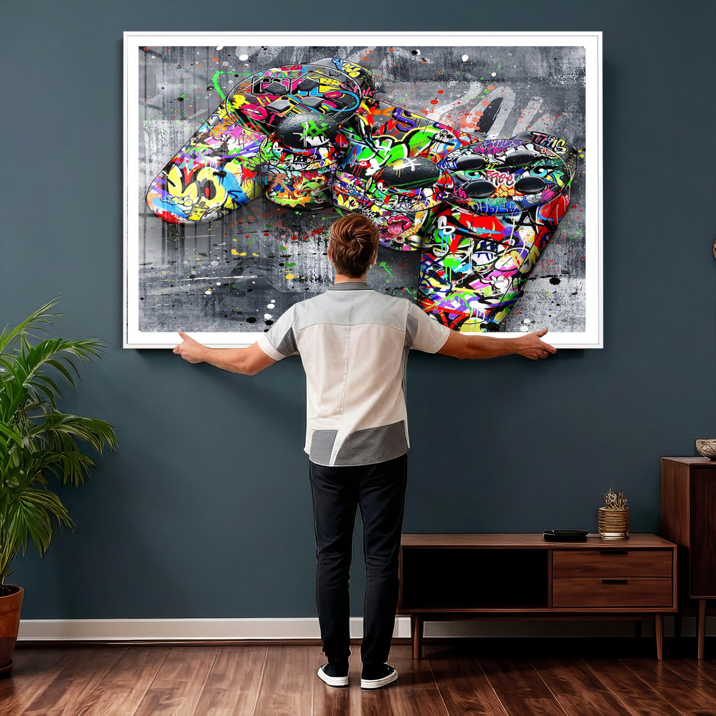 42929610-MGV-CV-36X24 - Graffiti Canvas Wall-Art For Bedroom - Gaming Wall Art For Teen Boys - Abstract Painting Pop Art Modern Home Wall Decor Ready to Hang