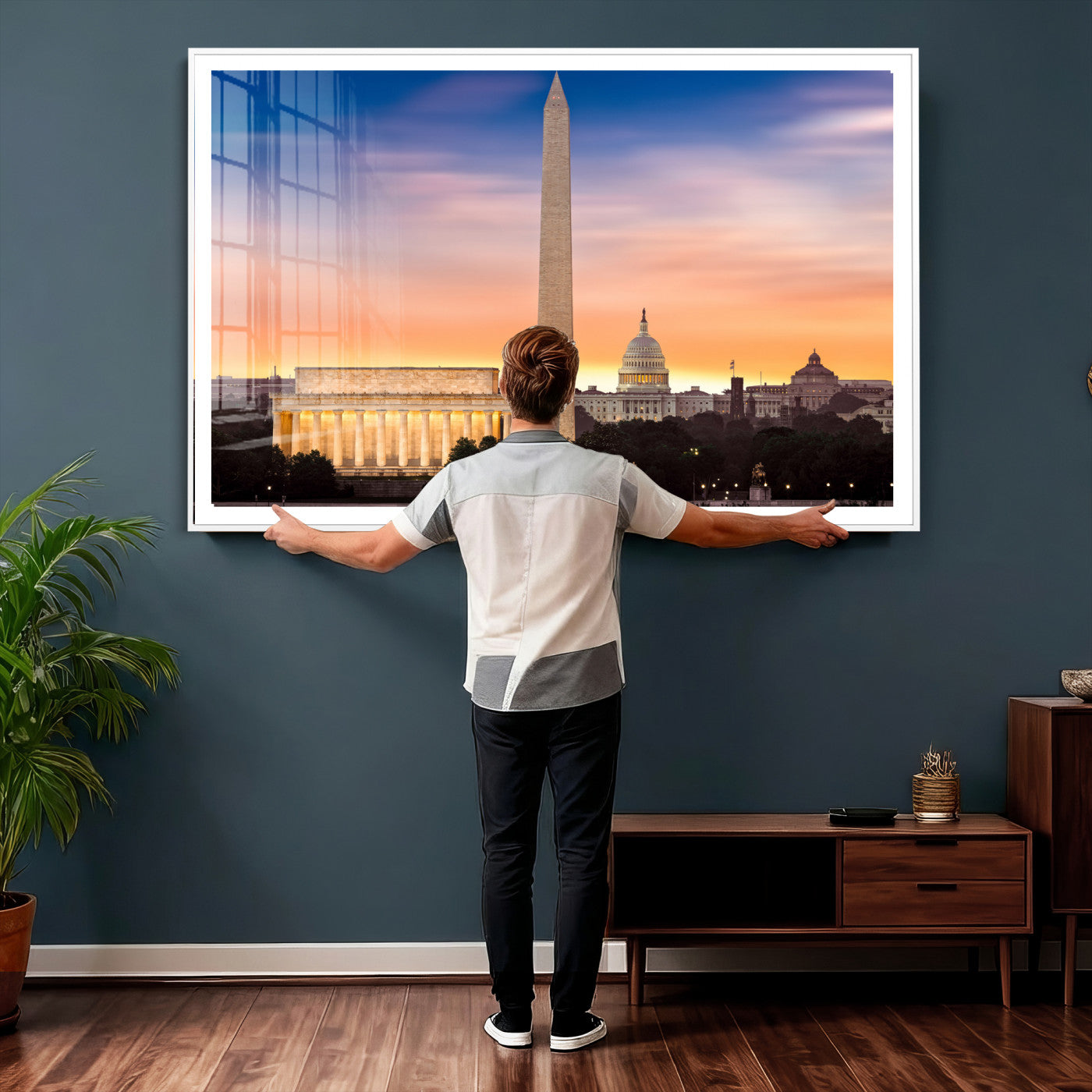 72704063-MGV-CV-36X24 - Washington DC Skyline Wall Art Canvas Print – Lincoln Memorial, Washington Monument & Capitol Artwork Print