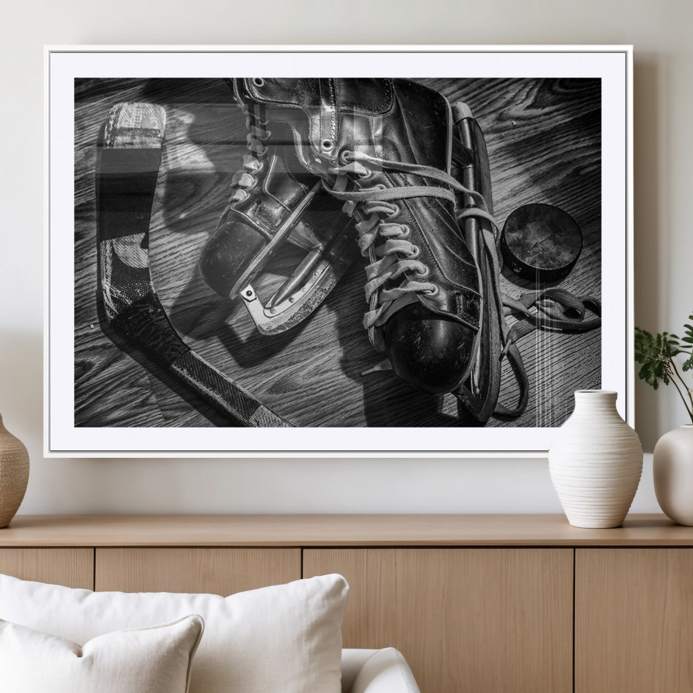 20553-MGC-FP-36x24_White-Old Pair of Mens Skates Wall Art Canvas, Men Skates Wall Art Print