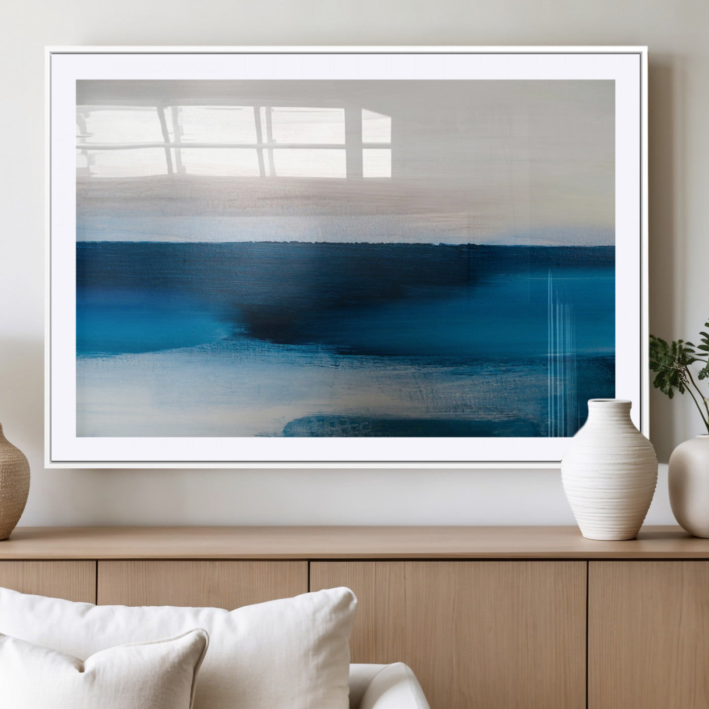 72452-MGC-FP-36x24_White-Dark Blue Abstract Wall Art Canvas Print