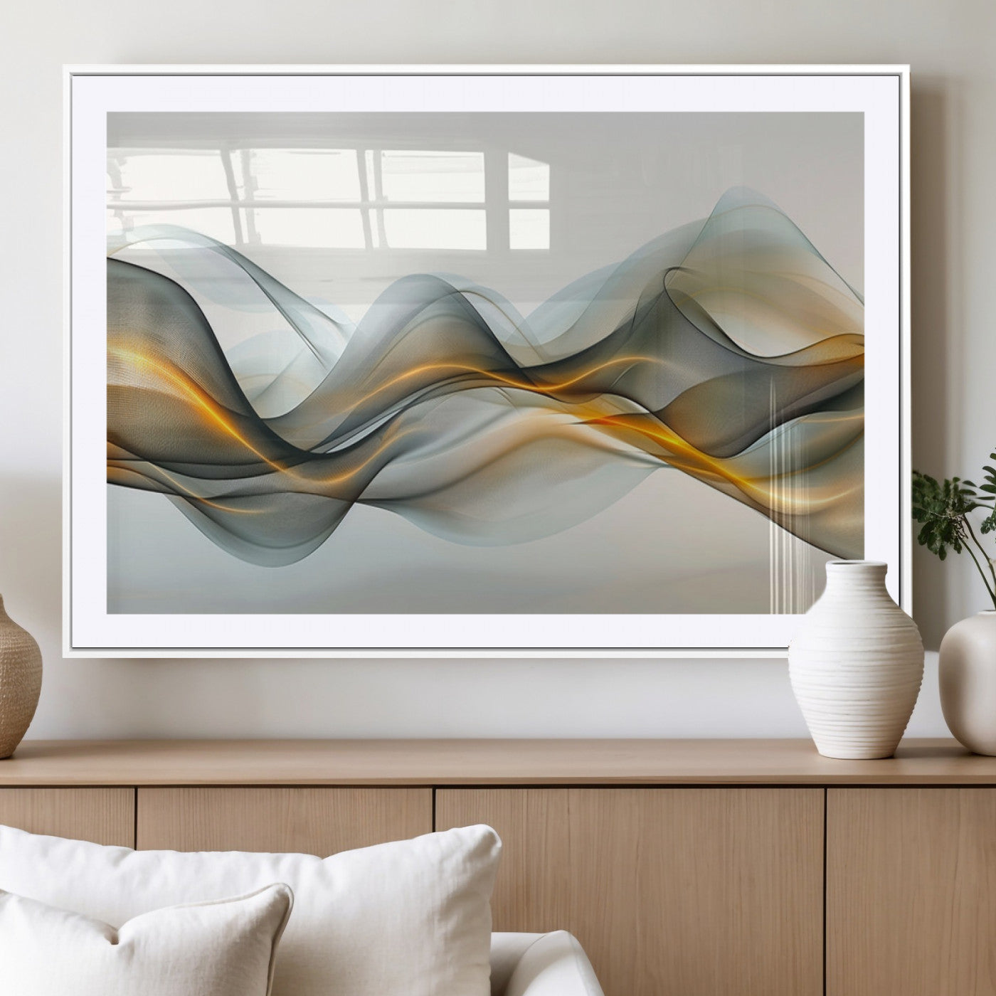 ES1001-MGV-CV-36X24-Abstract Wave Canvas Wall Art – Fluid Contemporary Elegance in Motion – Ready to Hang