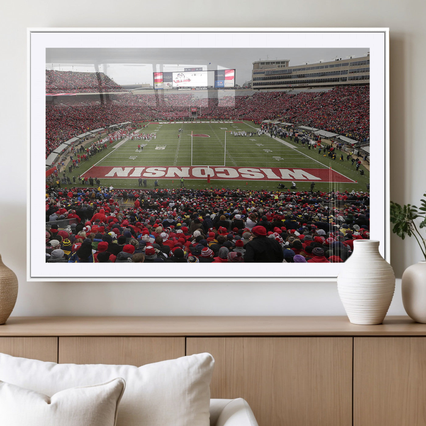 23461-MGC-FP-36x24_White-Wisconsin Badgers Team Print Canvas - Madison Camp Randall Stadium Wall Art Canvas Print