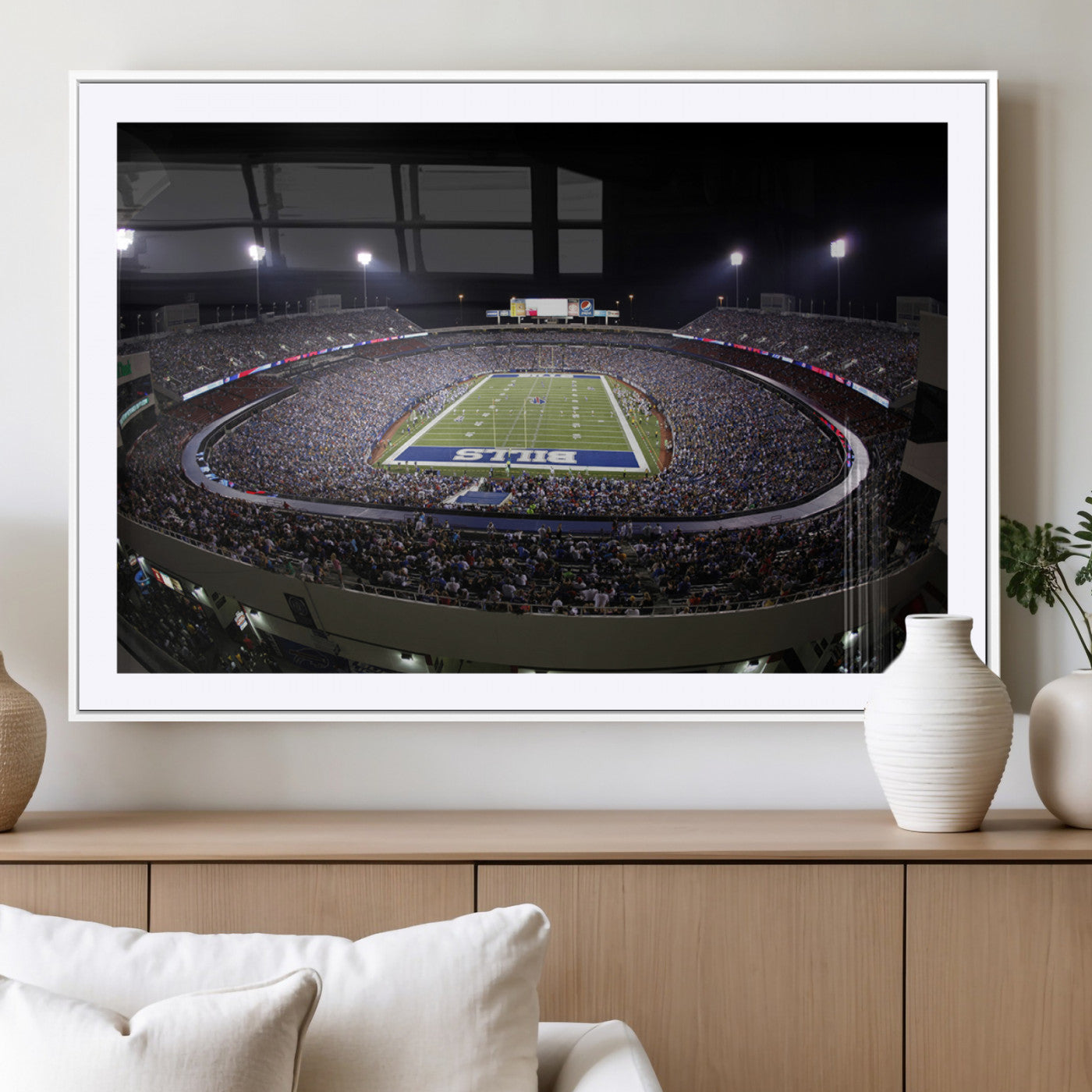 98546-MGC-FP-36x24_White-Buffalo Bills NFL Football Team Print - Buffalo Highmark Stadium Wall Art Canvas Print