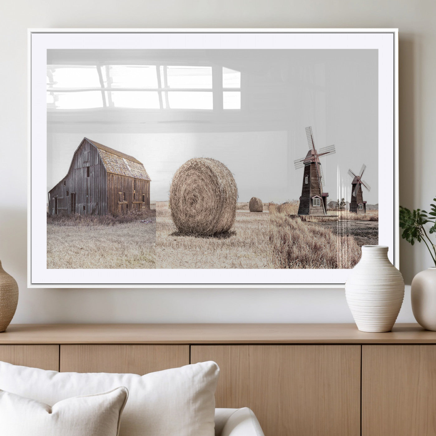 94971-MGV-CV-36X24-Farm Prints Set, Set of 3 Farmhouse Wall Art, Country House Decor, Barn Print, Wheat Print,