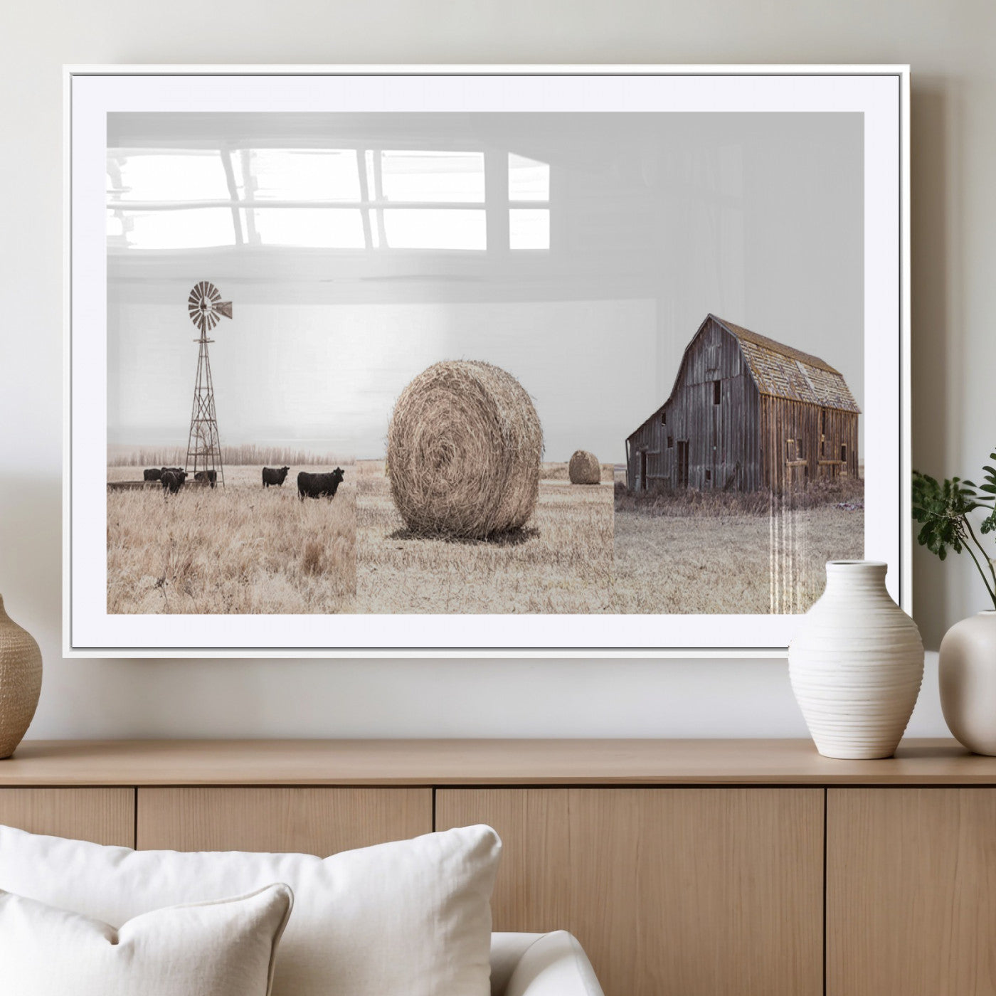 30918-MGV-CV-36X24-Rustic Farmhouse Wall Art Set of 3 – Country Barn and Wheat Field | Farm Prints for Country Home and