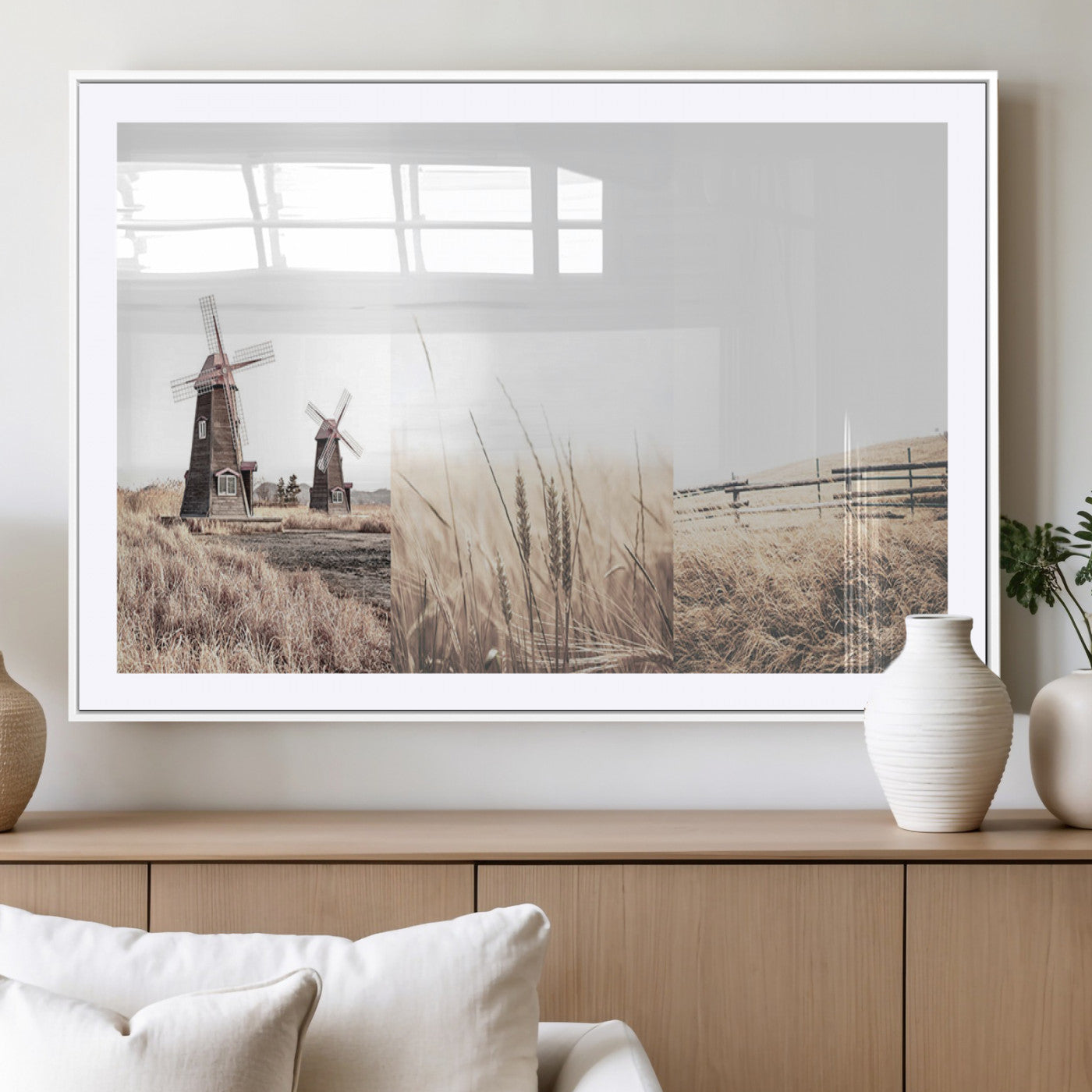 56649-MGV-CV-36X24-Farm Prints Set, Set of 3 Farmhouse Wall Art, Country House Decor, Barn Print, Wheat Print,