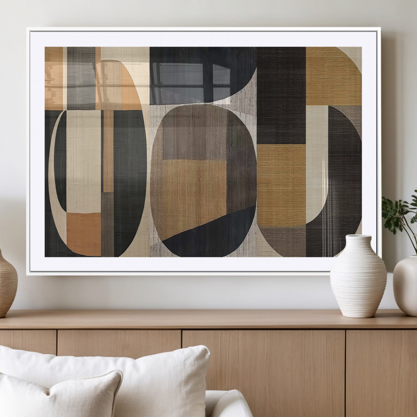 84035-MGV-CV-36X24-Modern Brown Wabi Sabi Wall Art Canvas Print Set – Framed Minimalist Abstract Artwork for Home, Office Decor