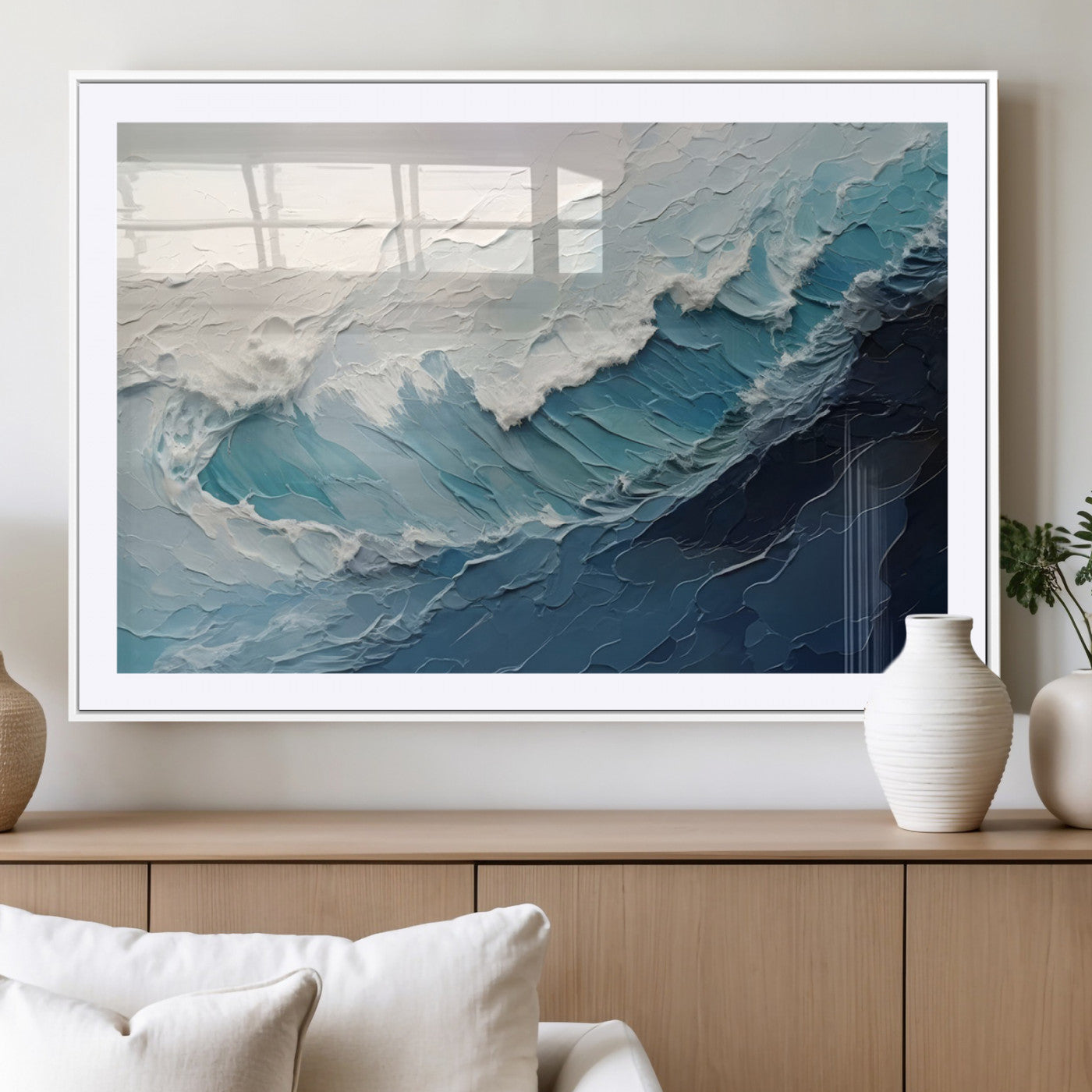 23887-MGV-CV-36X24-Ocean Wave Canvas Wall Art Print – Coastal Living Room Large Ocean Wave Seascape Wall Art for Home, Office, Living Room
